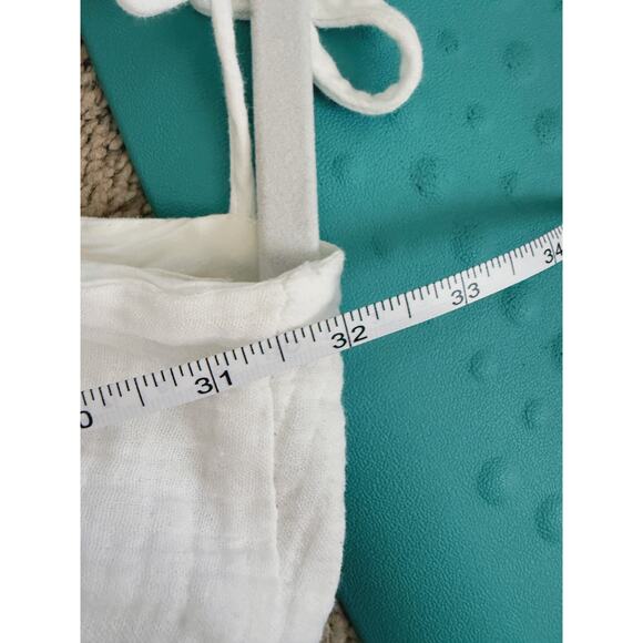 Day + Moon White Linen Gauze V-Neck Tunic Mini Dress Small Bridal Bachelorette - Picture 8 of 8